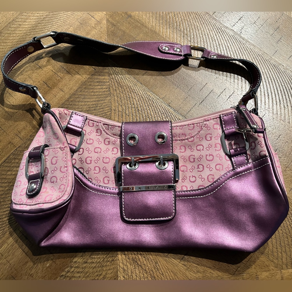 Guess Fuchsia and Lavender Shoulder Bag